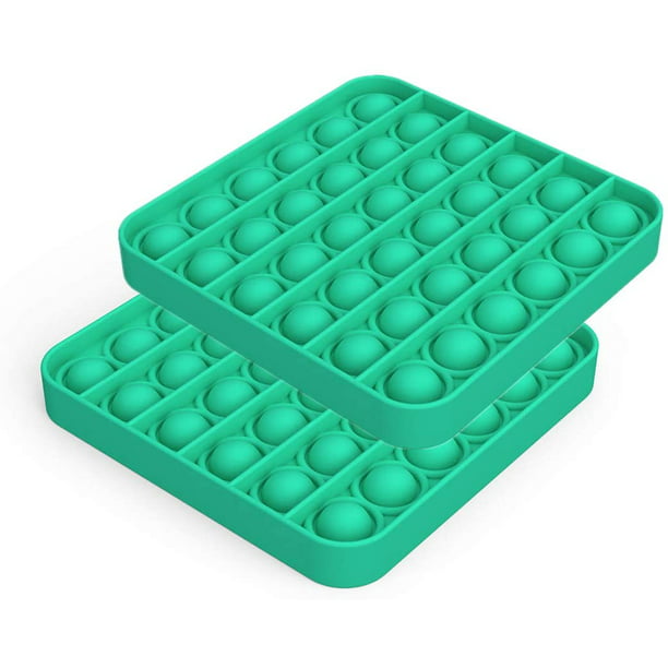 Green Square Silicone Stress Relief Toy for Kids and Adults Push Pop Bubble Fidget Toys,Pop It Fidget Sensory Toy 